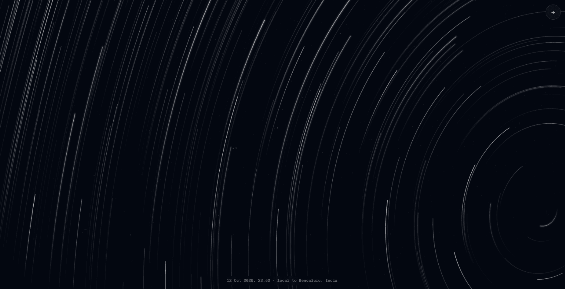 Asterisms star-trail view: curved light trails around the celestial pole