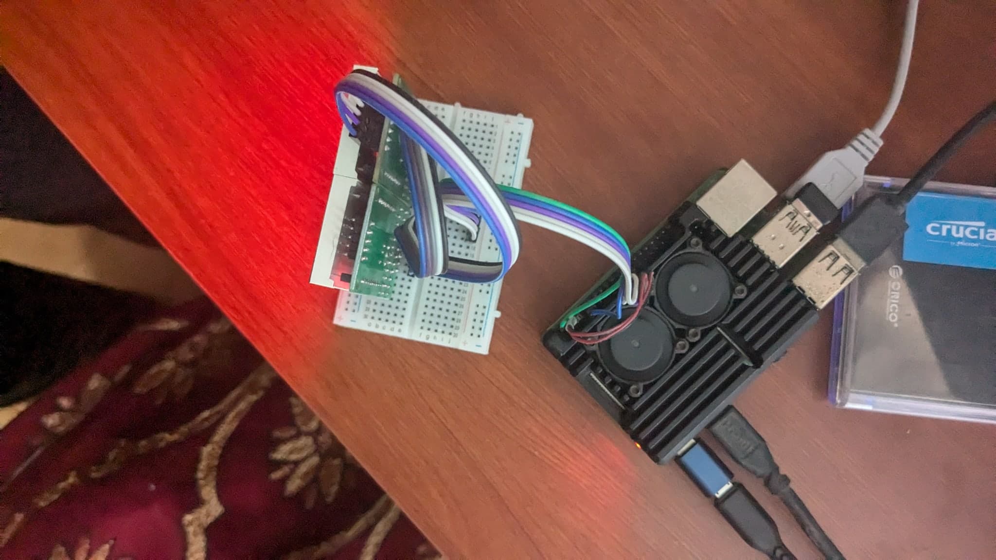 LED-matrix Pong: photographed hardware